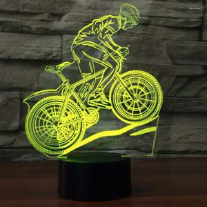 ナイトライトマウンテンバイク7色に乗る3D LEDタッチUSB装飾ギフトテーブルランプ