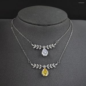 Pendanthalsband 2022 Luxury Yellow Color Pear Olive Leaves Neckalce For Woman Anniversary Gift Jewelry Wholesale X6541