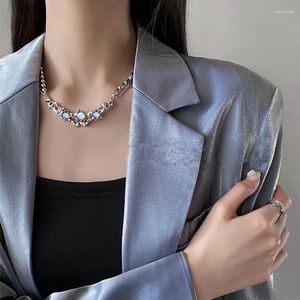 Pendant Necklaces Korean Irregular Nature Stone Necklace Women Aesthetic Dark Egirl Clavicle Collar Gothic Opal Choker Jewelry