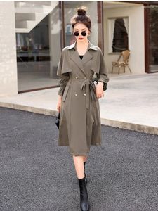 Trench da donna a maniche lunghe Eleganti donne sciolte Autunno inverno Solido V Neck Sweet coreano Vintage Casual Coat 2022