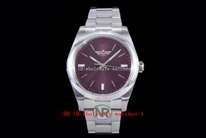 NR Maker Top klockor 39mm 114300 ostron President Red Grape Dial Th-11.7mm Sapphire Asia 2836 Rörelse Mekanisk automatisk 904L MENS Titta på Herrens armbandsur