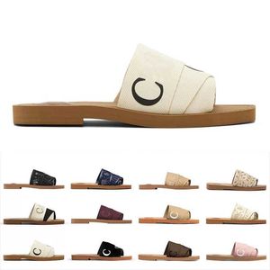 Woody Mules Designer Pantofole Slides Sliders Sandali Womens Slipper Slide Sandalo Flat Canvas Gomma Bianco Nero Rosa Vela Bordeaux Pizzo