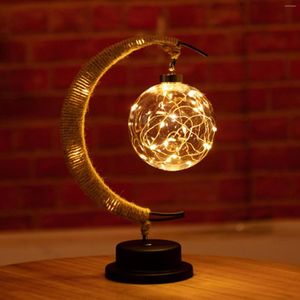 Masa lambaları LED Moon Sepak Takraw Lamba Hattı Rattan El Yapımı Halat Ferforje Gece Işığı Ev Dekorasyonu Uyku Fener Yatak Odası