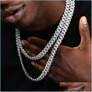 Łańcuchy łańcucha kubańska łańcuch linków dla mężczyzn lodowe sier złoty raper naszyjniki fl Miami Naszyjnik bling Diamond Hip Hop biżuteria Choker Dr Dh3io