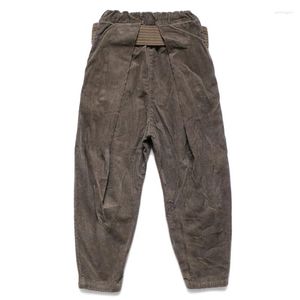 M￤ns byxor 20SS Kapital Hirata Hiro Corduroy Loose Elastic Belt Casual avsmalnande Workwear Men's Dark Brown Japan -stilbyxor