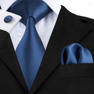 Бабочки SN-326 Blue Tie Hanky ​​Mantlinks Установите мужские шелковые жаккардовые сплошные галстуки деловая свадьба для мужчин подарки