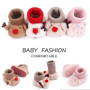 2022 Winter Cute Baby First Walkers Christmas Style Plush Warm Thick Infant Girl Bootie Shoes Newborn Boy Boots