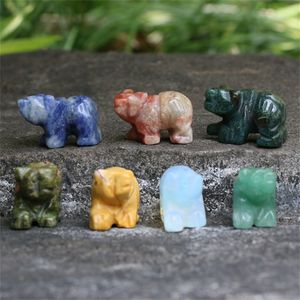 Party Favor 1' Hand Carved Mixed gemstom Crystal Bear Animal Figurine Animal Carving Craft Stone Healing Rock XB1