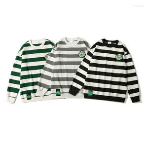 Herrtröjor 2022 Stripe Spring Autumn Man Sweatshirt Tryckt modekläder för män Solid Color Casual Pullover Sportwear