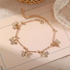 Anklets Bohemian Gold Butterfly For Women Fashion Siilver Color Beads Anklet 2022 Summer Beach Ankle Armband Foot Chain Jewelry