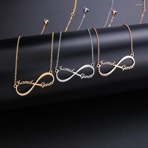 Collane con ciondolo Collana personalizzata con nome Infinity in acciaio inossidabile per donna Uomo Gioielli personalizzati con girocollo in oro rosa con cuore in argento