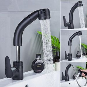 Bathroom Sink Faucets Basin Total Soild Brass amp Cold Pull Out Spray Nozzle Mixer Tap Single Handle Deck Mounted Rotate Taps