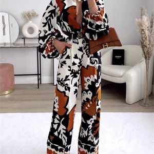 Women's Pants Capris TRAF Print Wide Leg Pleated Mid Wasit Woman Trousers Vintage Office Baggy for Streetwear Aesthetic 221103