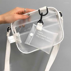 이브닝 백 원인 PVC 투명한 맑은 여자 크로스 바디 가방 핸드백 젤리 카드 홀더 와이드 스트랩 플랩이있는 작은 전화
