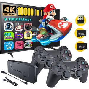 Bärbara spelspelare HD-videokonsol 64G Inbyggd 10000 spelbox 2,4G dubbel trådlös handkontroll Retro Handheld s Stick för PS1/GBA TV 221104