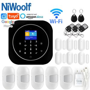 Home Alarm System WiFi GSM Alarm Intercom Remote Control Autodial MHz Detectors iOS Android Tuya App Control Touch Keyboard Y1201243H