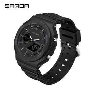 SANDA Casual Męskie zegarki 50m Wodoodporne sportowe zegarek kwarcowy dla mężczyzny cyfrowy styl G Relogio Masculino 220530291o
