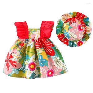 Girl Dresses Babzapleume Summer Born Baby Clothes Korean Fashion Sleeveless Cotton Flowers Princess Dress Sunhat Infant 139