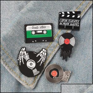 Pins Brooches Pins Brooches Jewelry Punk Music Lovers Enamel Pin Good Vibes Tape Dj Vinyl Record Player Badge Brooch Lapel Jeans Sh Otakj