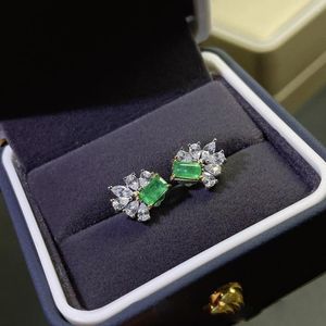 Stud Küpe Klasik 925 Sterling Silver Natural Emerald Moissanite Taş Lady Ear Studs Güzel Takı Toptan Hediye Oluşturdu