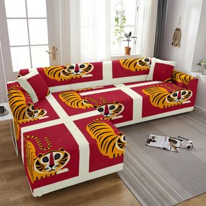 Stoelbedekkingen Animal Tiger Elastic Sofa Cover stretch Sectionele hoekbank voor woonkamer Slipcover L vormige behoefte Koop delige