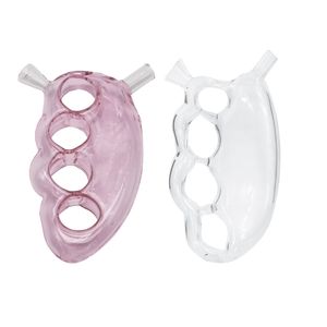 Knuckles Glass R￶kning Bubbler Pipes Knuckle Hand Cigar Pipe med fingerh￥llaren Bubble ￅtervinn vattenfilter rosa f￤rg