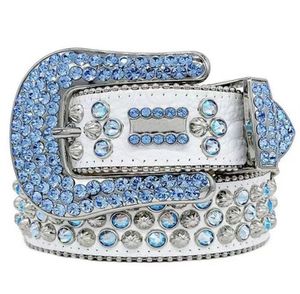 Роскошный дизайнер BB Bel Belt Simon Rifts для мужчин Женщины блестящие бриллиантовые ремень Черный на черно -сине -белом многоцветном сфере со стразами Bling As Gift H3