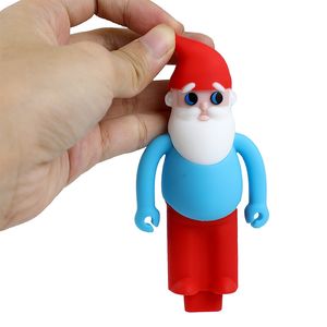 Christmas Style Santa Claus Spoon Pipes Glass Oil Burner Pipe Smoking Hookah Tobacco Colored Mini Small Hand pipes Silicone Accessories