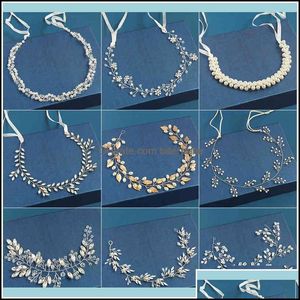 Pannband pannband smycken br￶llop kristall p￤rla pannband tiara blommor huvudstycke vinrankor kvinnor brud h￥r aessory droppleverans 2021 ot9a1