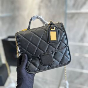 22K Womens Top Handle Mini Messenger Quilted Bags Tofu Classic Mini Flap Vanity Purse Caviar Leather Calfskin GHW Matelasse Chain Crossbody Shoulder Handbags 16CM