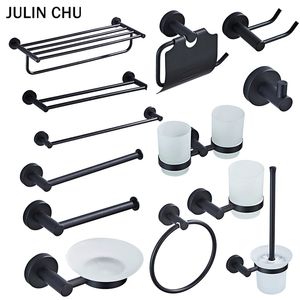 Towel Racks Black Bathroom Accessories Set Toilet Brush Holder WC Roll Paper Shelf Rail Matt Glass Soap Dish Wall Hook Hairdryer Rack 221103