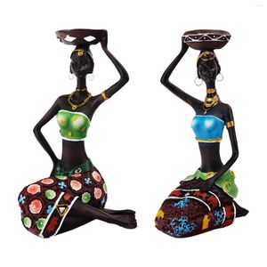 Mum Tutucular Afrikalı Kadın Heykelleri Çay Işıkları Şamdan Tutucu Sanat Parçası Dolap