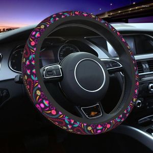 Capas de volante Capas de flores florais mexicanas para mulheres mexico otomi Protetor Universal 37-38cm Acessórios para carros