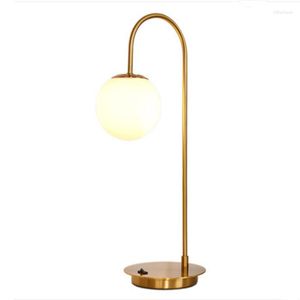 Table Lamps Nordic Ins Lamp Golden Light Luxury Living Room Study Post Modern Glass Ball Bedroom Bedside