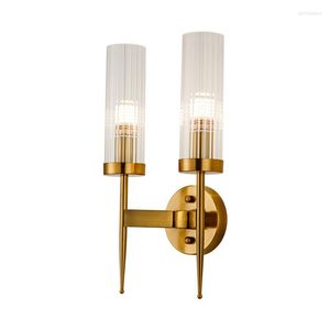Lampy ścienne nowoczesne szklane lampa LED Nordic Gold Sconce Oświetlenie metalowy sypialnia do sypialni Dekoracja łazienki Luminaria świeca światła