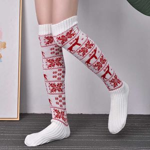 2023 Women's Christmas Long Socks Knitted Stocking For Girls Ladies Women Winter Knit Sock Thigh High Over The Knee Stockings