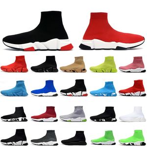 Kvinnor Mens Designer Shoes Sock Boots Speed ​​Trainers Platform Sneakers Graffiti Brown Clear Sole Black White Red Pink Navy Blue Socks Booties Outdoor Walking Sports Sport