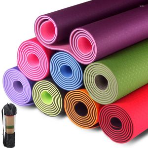 Pillow Two-color TPE Yoga Mat Exercise Pad Thick Non Slip Folding Gym Fitness Pilates Outdoor Home Training With Bag