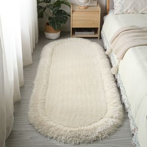 Teppich Schlafzimmer Verdickte ovale Nachttischdecke Weicher flauschiger Teppich für Wohnzimmer Tatami Einfarbig Eingang 221104