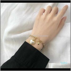 Bracelets Chain Drop Delivery 2022 South Korea Love Pearl Hand Catenary Rtoring Ancient Ways Female Temperament Contracted French Small Jewelry