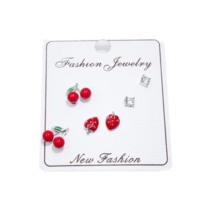 Stud Stud 925 Sier Needle Fashion Zircon Stberry Cherry Earrings Set For Women Girls Earring Female Party Jewelry Gift Drop Delivery Dhu1K