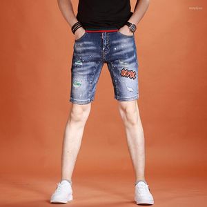 Shorts pour hommes Broderie Ripped Denim Summer Fashion Casual Blue Short Jeans