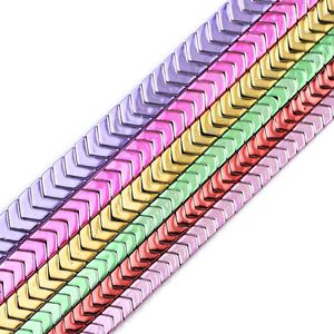 Beads 6/8/10MM Arrow Shape Spacer Hematite Nano Purple Gold Green Blue Red Natural Stone Loose For Jewelry Making Diy Bracelets