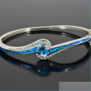Boguczka Piękne niebieskie ogień opal sier hurtowa sprzedaż dla kobiet bransoletka biżuterii BNT1711006BAGLEBAGLE DROP Bracelets Bracelets Dhpym