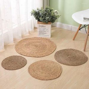 Carpets Natural Bulrush Grass Hand-woven Small Rugs Straw Carpet Rattan Mats For Living Room Table Japanese Tea Water Gourd Rug