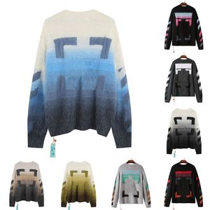 Designers tröjor män kvinnor pil färggradient cardigan senior klassisk multicolor rund hals höst vinter håller varma bekväma toppar