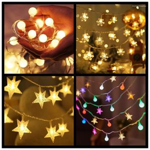 Strängar LED -stjärna Ball Garland Fairy Lights String Waterproof Outdoor Lamp Christmas Holiday Wedding Party Decoration USB/Batteri