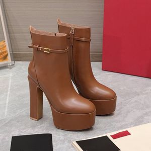 2024 Fashion Autumn Winter Winal Women Boots Leather Platform Platform Platfor