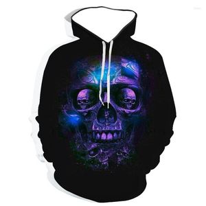 Hoodies masculino capuz de suéter vendendo crânio azul 3D Impresso de rua masculino Sports Sports Sport de manga comprida roupas