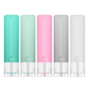 Garrafas de armazenamento 5pcs recarregáveis ​​cosméticos espremáveis ​​Silicone Travel Bottle Set Liquid for loção Provo de chuveiro gel vazio